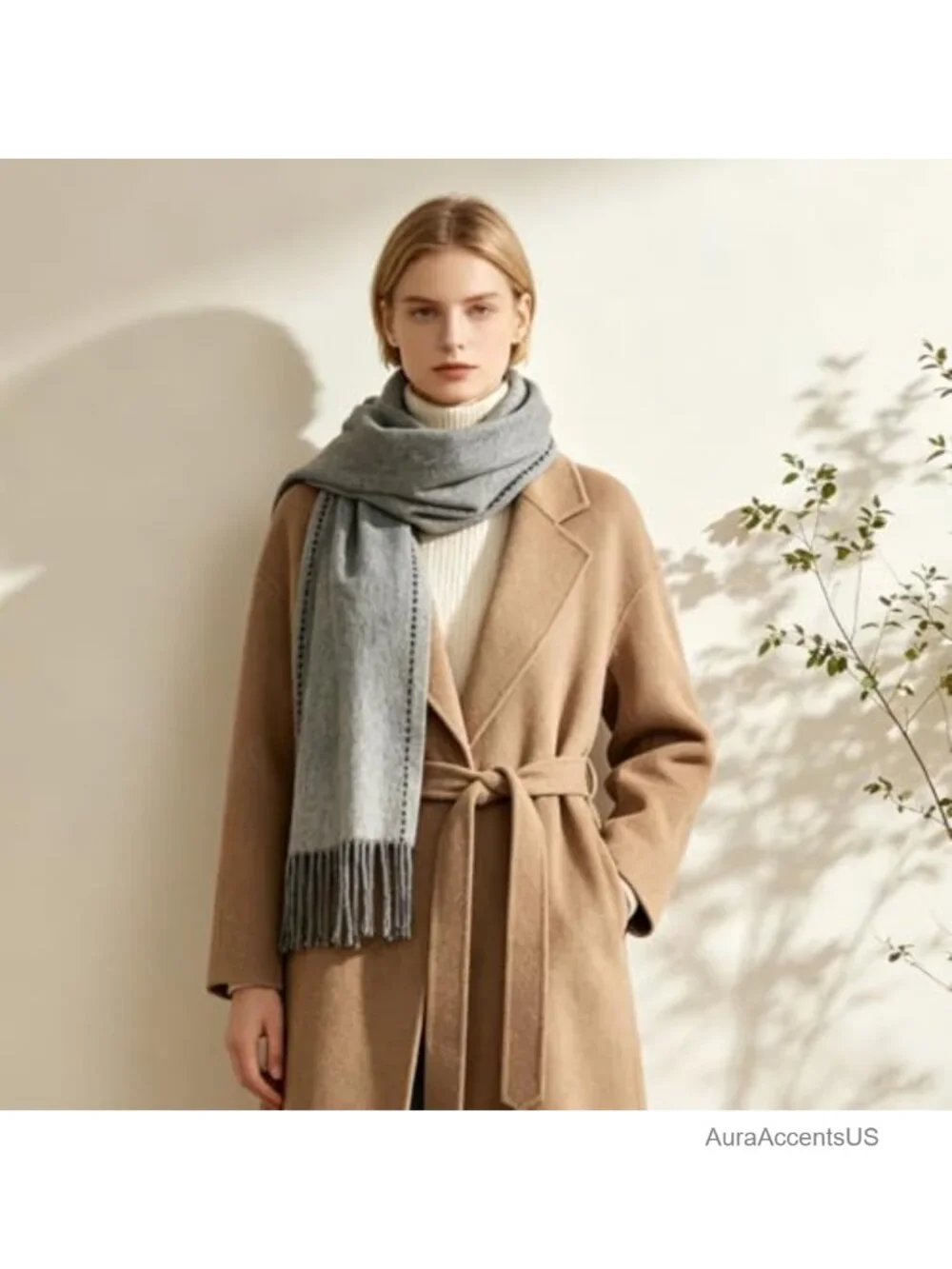 100% Australian Wool Reversible Scarf Unisex Winter Double-Sided